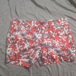 Banana Republic Red and White Patterned High Waist Shorts